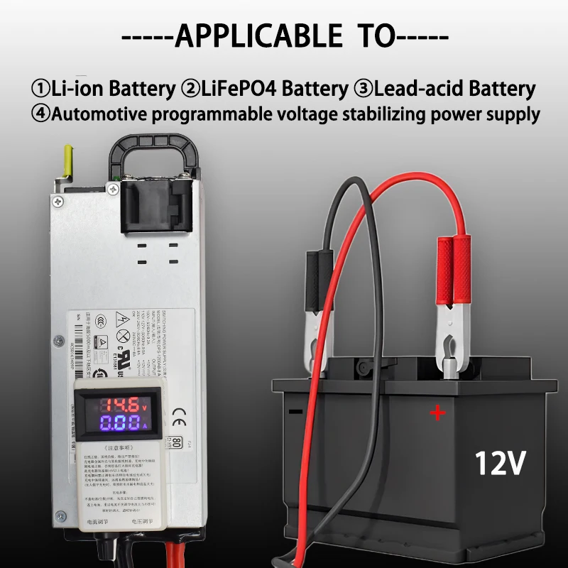 14.6V Lifepo4 Charger 12V 60A 100A Lithium Battery Charger 110V-240V Input 1-15V Adjustable Fast Battery Charger 14.6v 100a