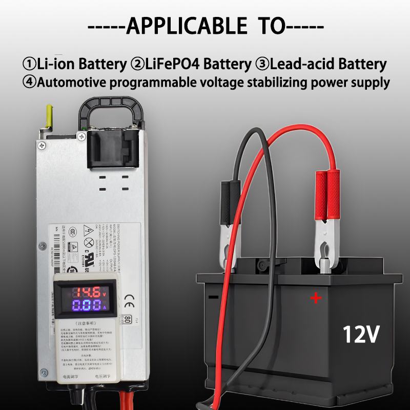  14.6V Lifepo4 Charger 12V 60A 100A Lithium Battery Charger 110V-240V Input 1-15V Adjustable Fast Battery Charger 14.6v 100a 
