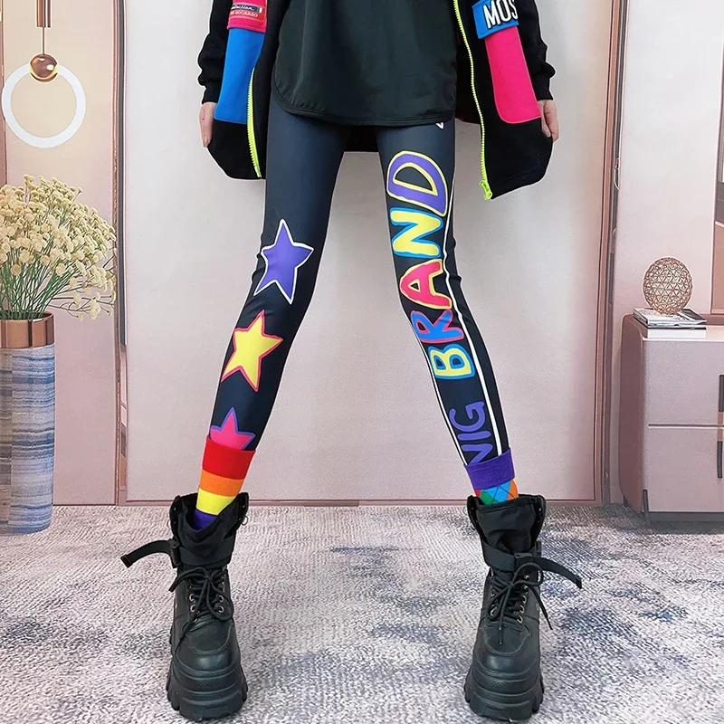 Pantalon élastique graffiti pour femmes, leggings taille haute, streetwear pour filles, vêtements sexy pour femmes, mode décontractée cool, 1030 2