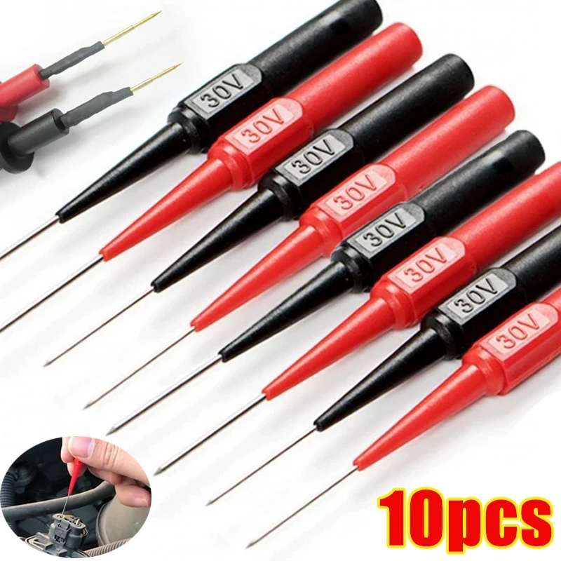 

10PCS 30V Car Tip Probes Diagnostic Tools Multimeter Test Leads Extention Back Piercing Needle Tip Probes Auto Kit Machine 0.7MM