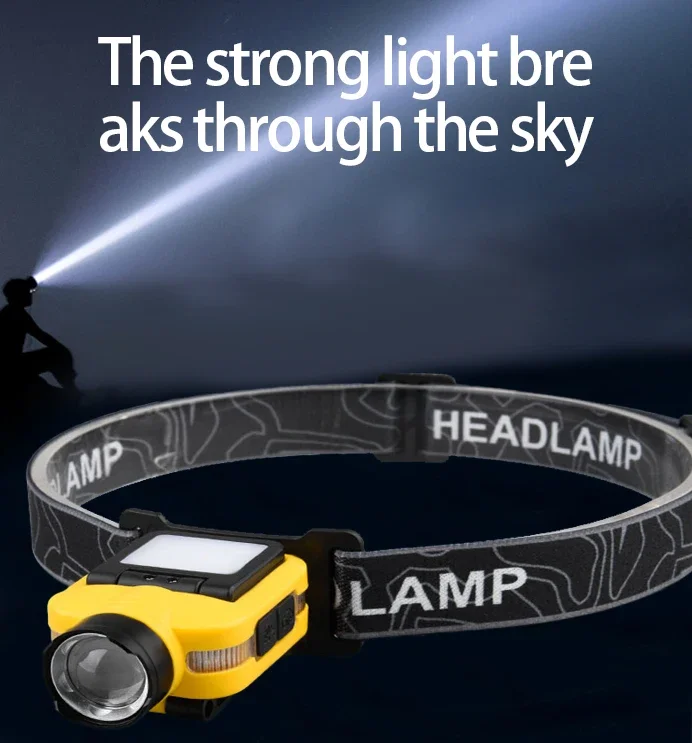 Inductie Led-koplamp 6LED + COB USB oplaadbare koplamp 6 modi Draagbare hoofdlamp Led-zaklamp voor kamperen Wandelen Werken