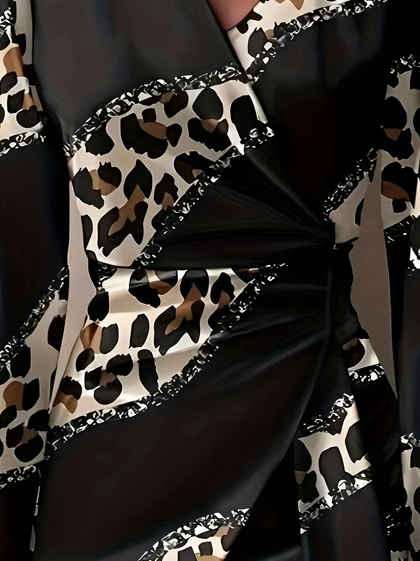 Vestido feminino leopardo envoltório – outono inverno bodycon midi com detalhes em corrente, pronto para festa e carnaval
