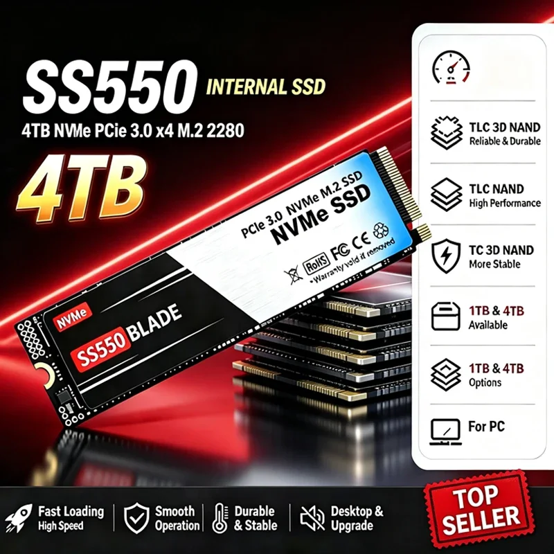 Internal Solid State Drive M.2 2280 High Speed SS550 M.2 NVMe SSD PCIe Gen3.0 x3 Storage for Desktop Laptop PC