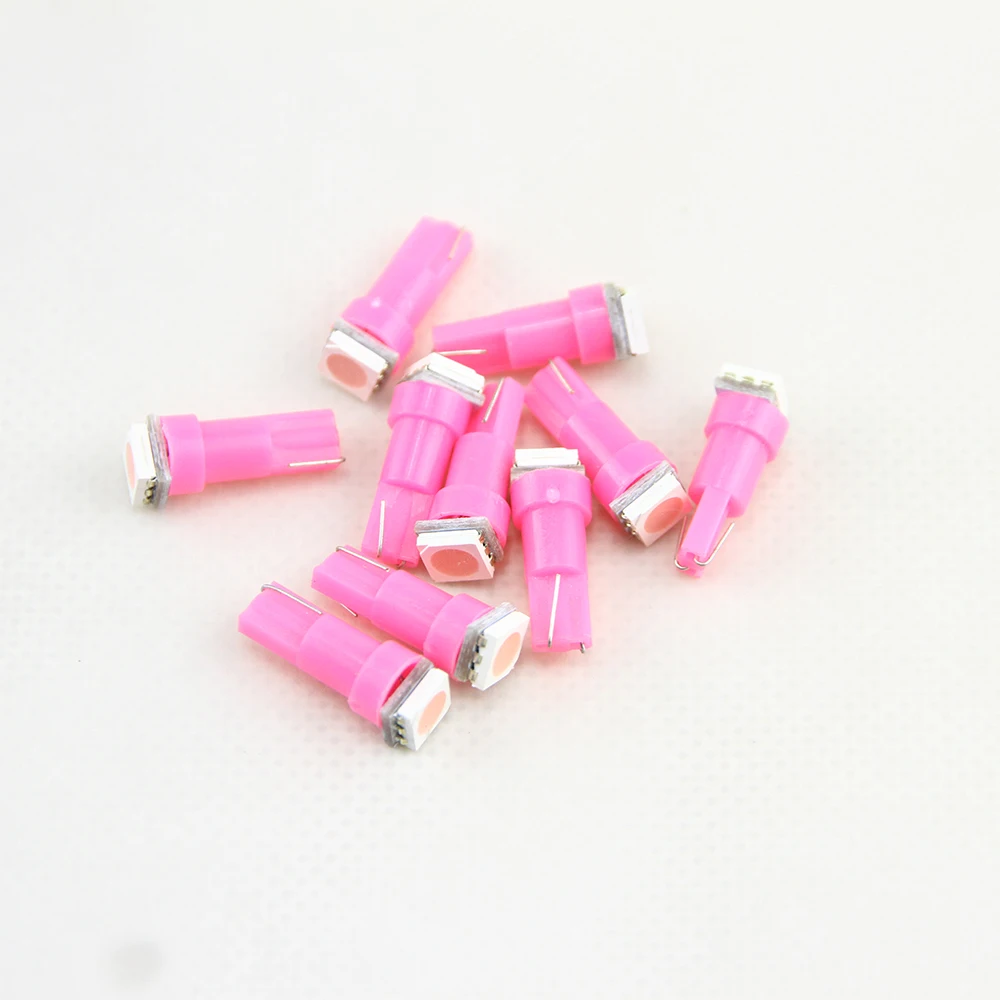10x 5050 1SMD T5 B8.5D Led Bulbs Pink Purple Universal Fit For Car Dashboard Warning Indicator Car-Styling T5 Led Bulb