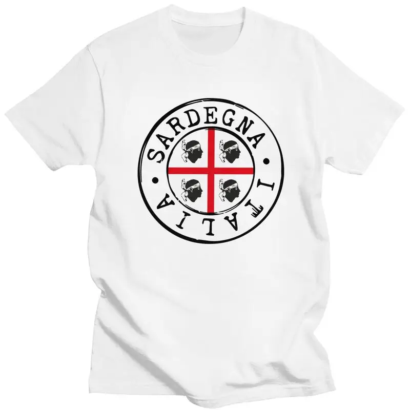 Custom Male Sardegna Flag Four Moors T Shirts Short-Sleeve Cotton Tshirts Stylish T-shirt Casual Italy Sardinia Coat Of Arms Tee