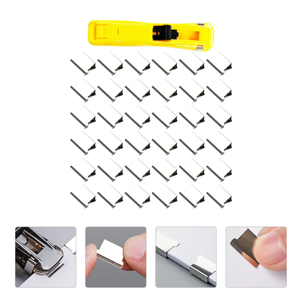 Paper Stapler Clam Clips Refills Spare Clamp for Pusher Mini Clipper Automatic Jumbo Metal Office