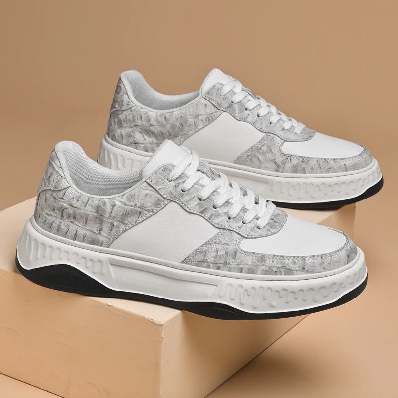 

Men's Fashion Casual Shoes Genuine Leather Upper Lace-Up Comfort Trainer for Walking, Outdoor, Business, and Leisure Activities