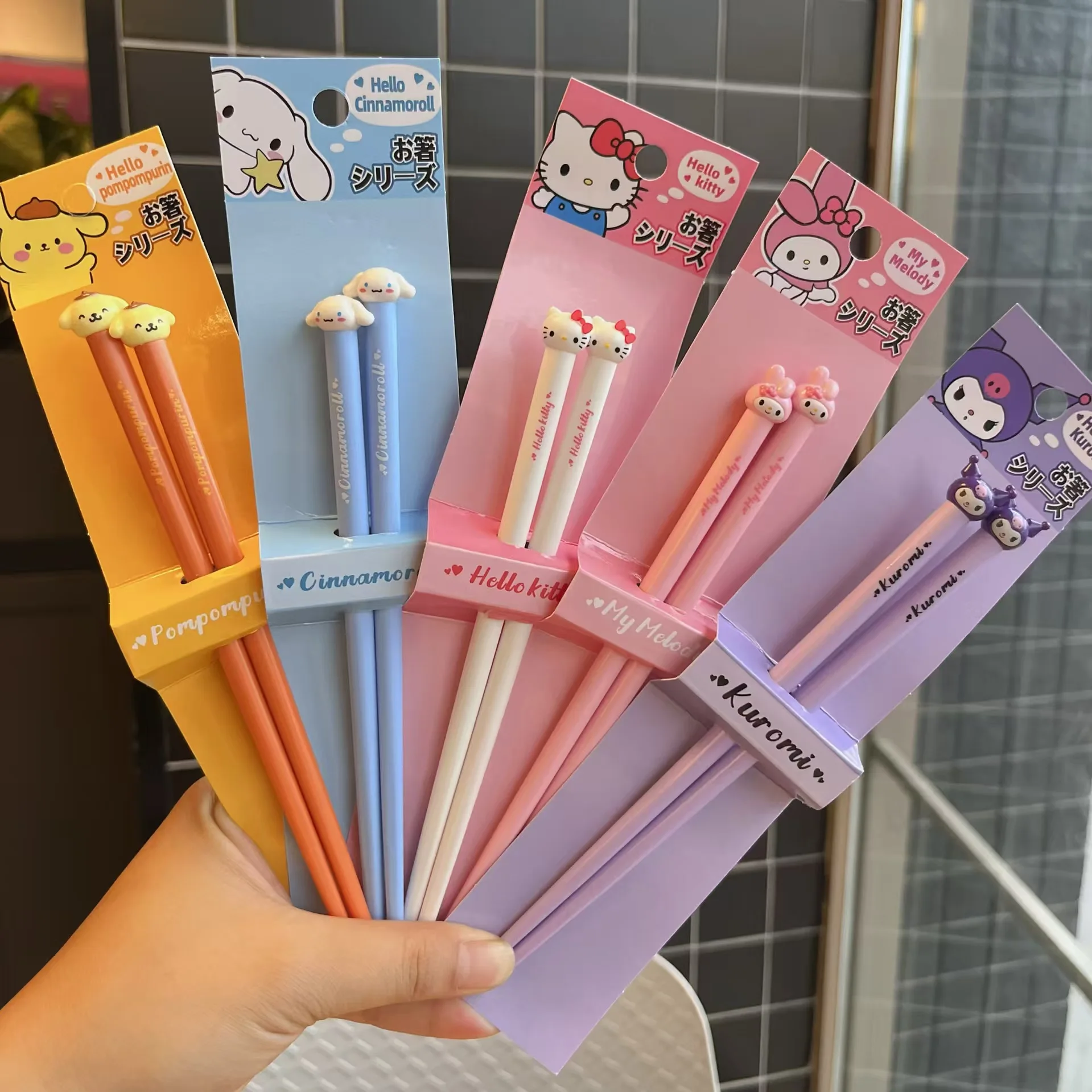 

New Cute Cartoon Hello Kitty Cinnamoroll Melody Chopsticks Kawaii Kuromi Anti Slip Durable Children Chopsticks Girl Gifts