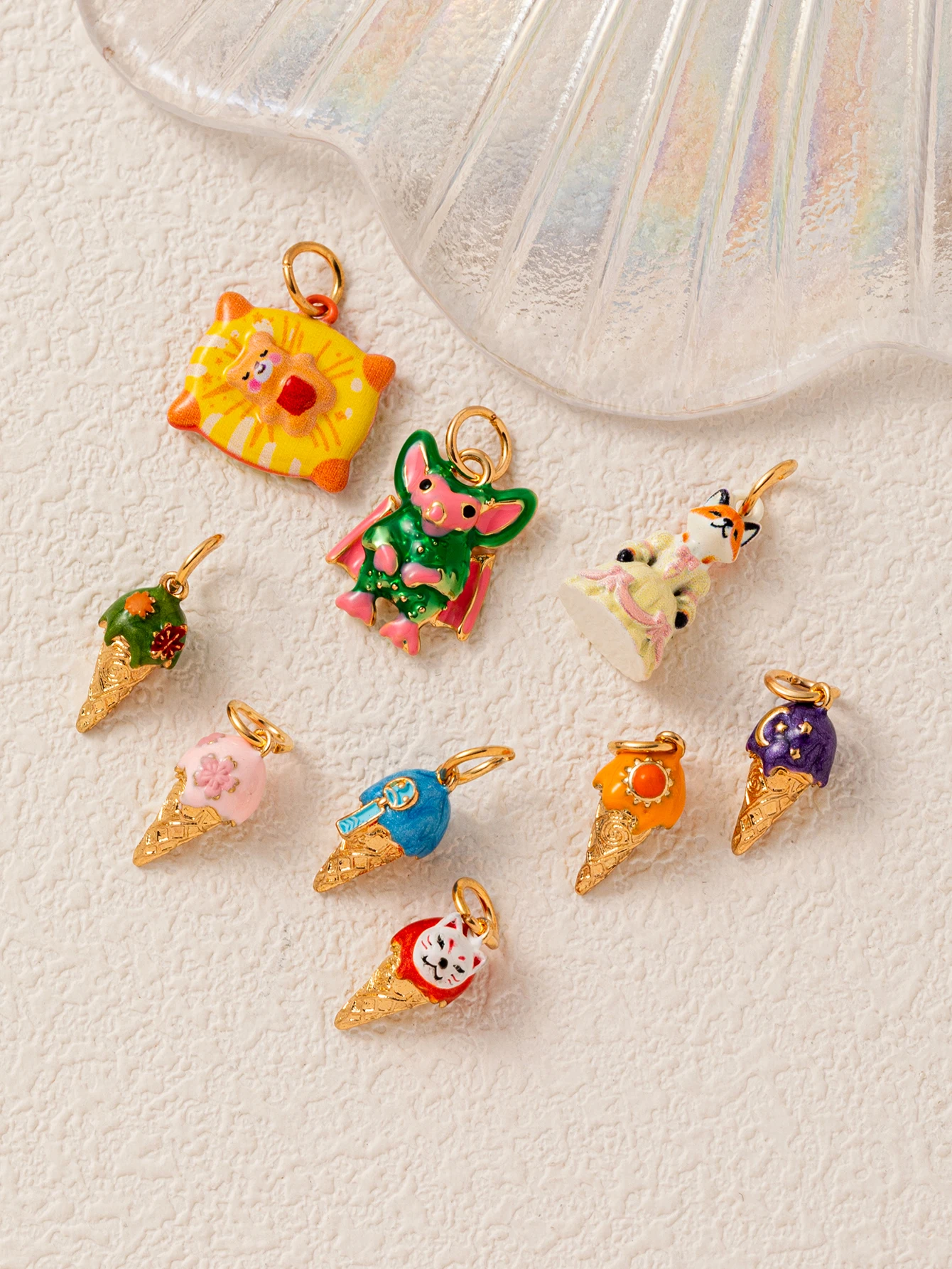 Niedliche, frische, personalisierte Prinzessin-Fuchs-Eiscreme DIY-Anhänger für die Schmuckherstellung – Detail 2