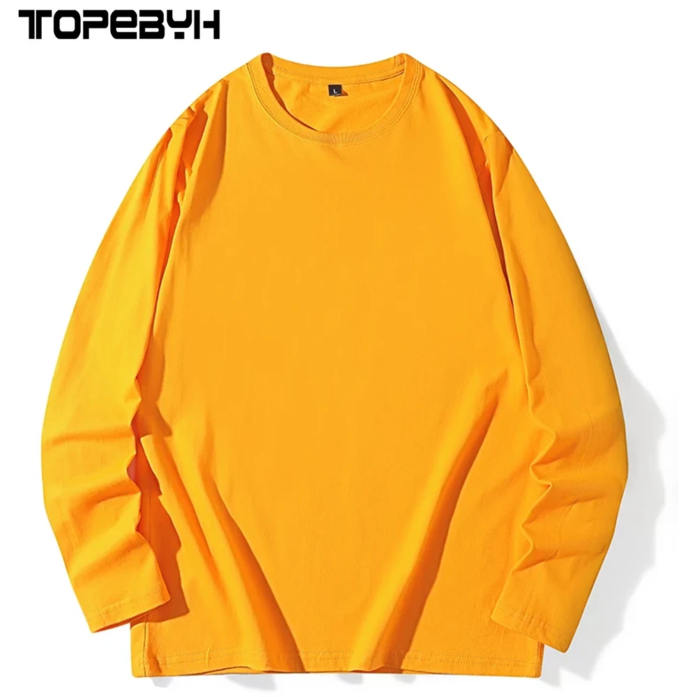 

Men's Spring and Autumn New Long Sleeve T-shirt Simple and Fashionable Versatile Round Neck Underlay Cotton Tops