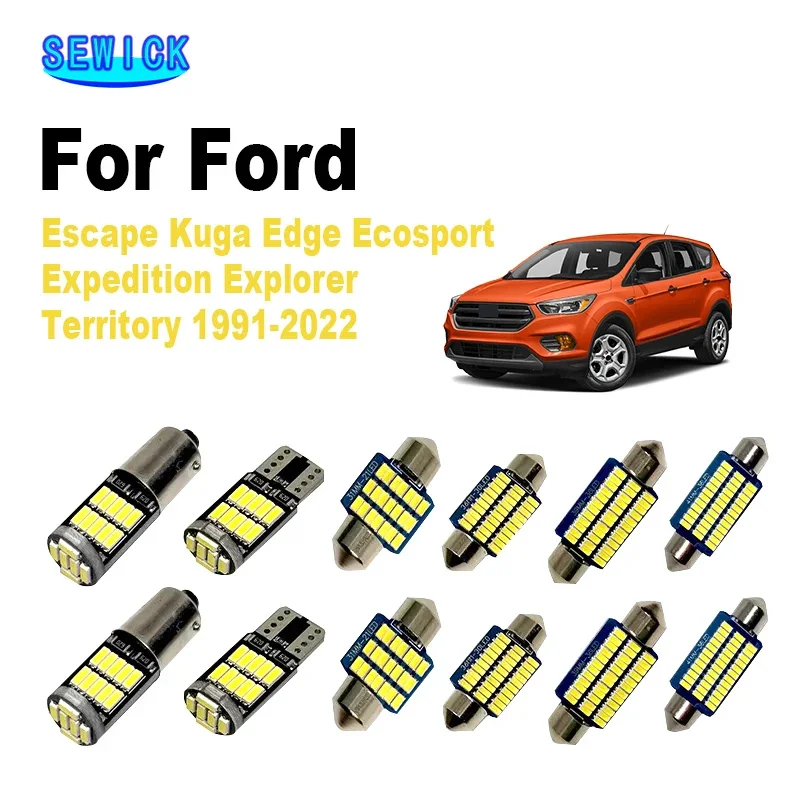 SEWICK Sun Visor Lamp LED Interior Dome Map Light Car Bulbs Kit For Ford Escape Kuga Edge Ecosport Expedition Explorer Territory