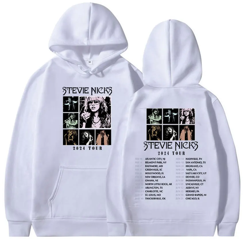 Retro Stevie Nicks Music Tour 2024 Print Hoodie Men Women Hip Hop Rock Fashion Oversized Pullover Sweatshirt Aesthetic Clothing