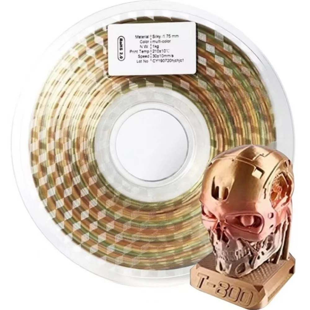 

Rainbow Filament Color Change Silk PLA 1.75mm 200g 3D Printer Filament Shiny Smooth High Speed PLA Multi-Color Strong Toughness