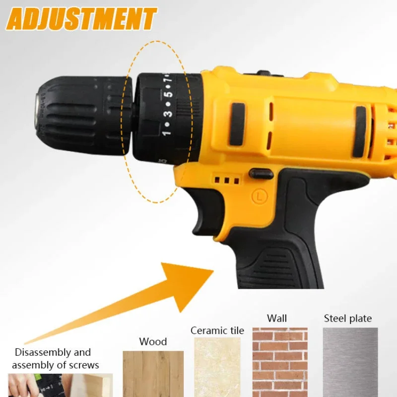 48V 1000W Electric Impact Drill 3 In 1 Electric Cordless Lithium-Ion Battery Mini Electric Power Screwdriver 2 Speed Power Tools