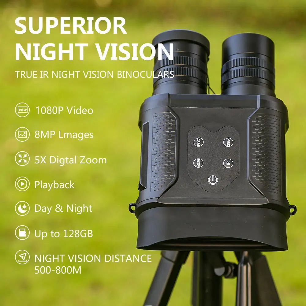 Ponbos NV2000 Digital Night Vision Telescope 400M Infrared Binocular Camera for Hunting Camping with 4.0 inch 1080P HD Screen