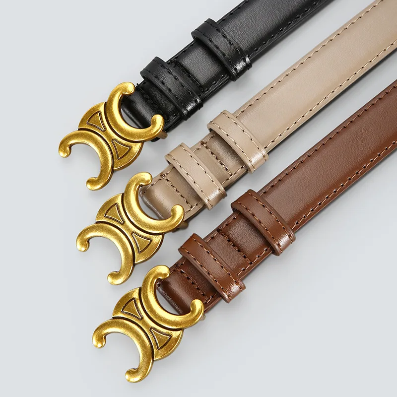 Модные женские кожаные ремни высокого качества с золотой пряжкой, лучшее подходящее платье, джинсовые ремни для женщин