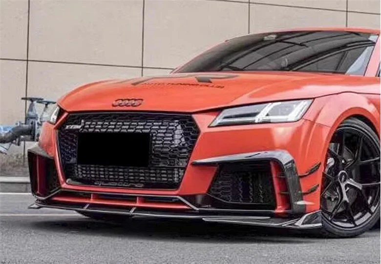 本物のカーボンファイバーバンパーリップグリルスペーサー,フォグライトカバー,ボディキットカバー,aprons,audi tt,rs,ttrs,2015, 2016, 2017, 2018, 2018