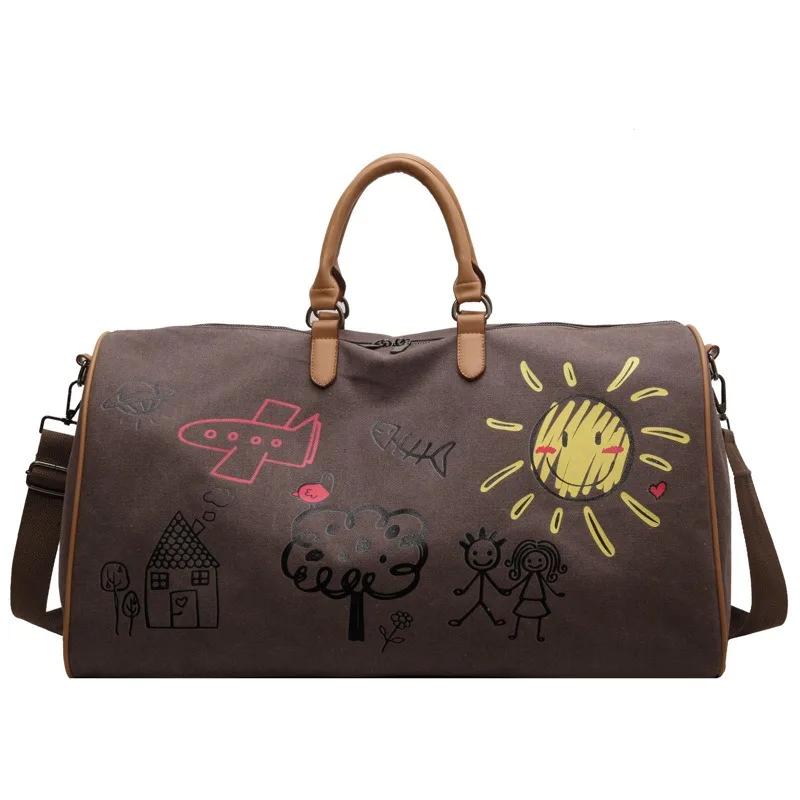 Bolso de viaje de gran capacidad para mujer, bolsa de equipaje de mano con personalidad de Graffiti para fin de semana, gimnasio y Fitness