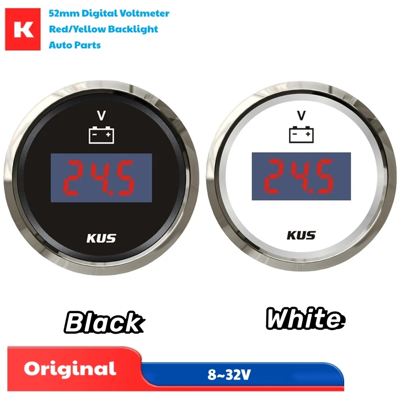 

Цифровые вольтметры KUS 52 мм, 8-32В, с дисплеем, для измерения напряжения 12В/24В, для автомобилей, грузовиков, лодок, с красной/желтой подсветкой