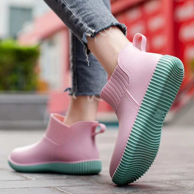 Rain Boots Women's Short Tube Water Shoes Outer Wear Work Shoes Car Wash Low Tube Waterproof Non-slip Rubber Shoes Rain Boots