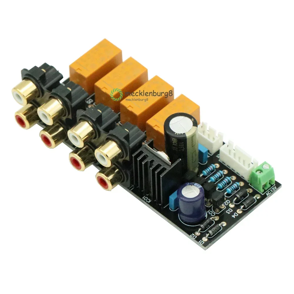 Double-sided 4 Channel Stereo Audio Input Signal Selector Relay Board Signal Switching Amplifier Board RCA For Speakers DIY NEW