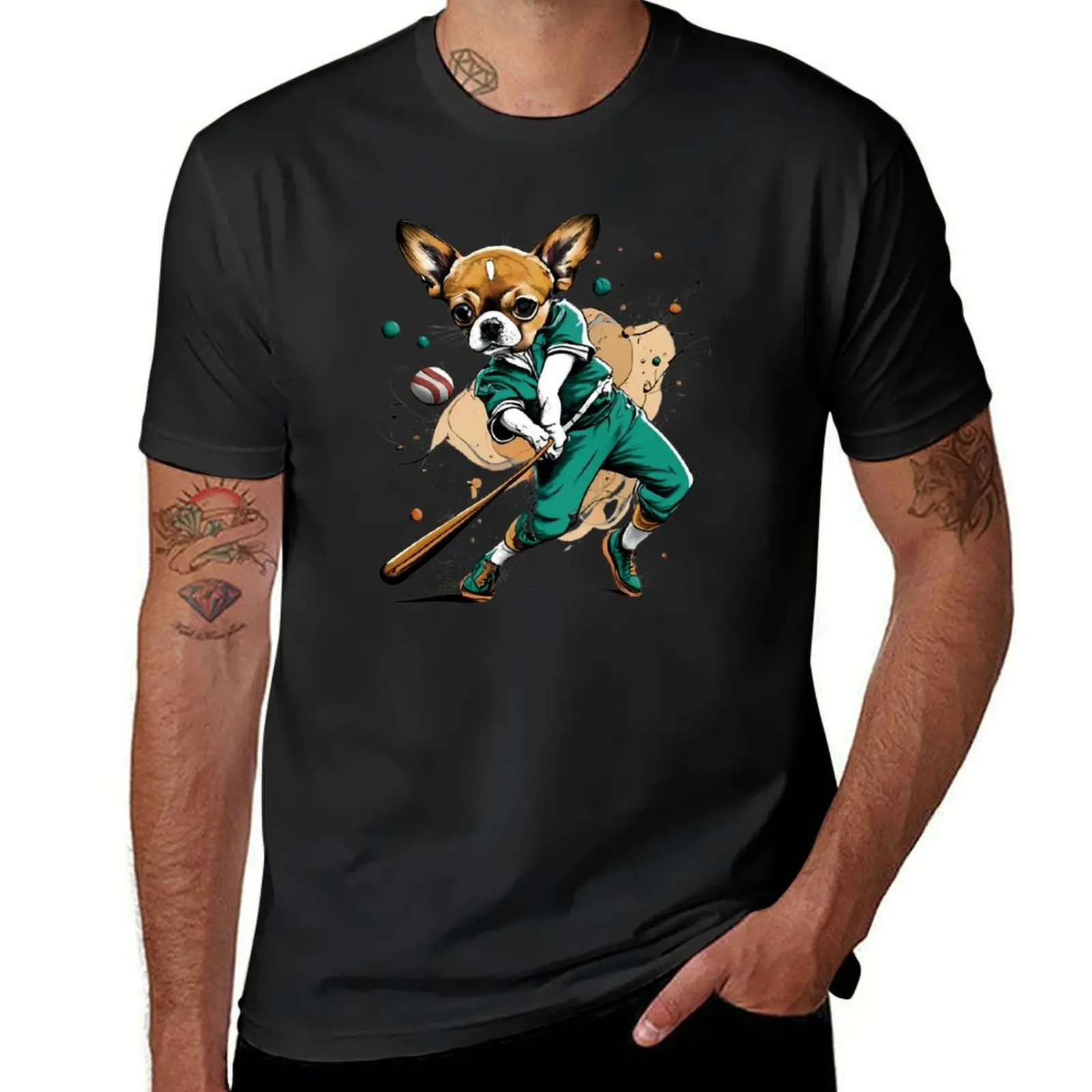 

chihuahua dog playing baseball T-Shirt customizeds for a boy funny t shirts for men