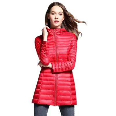 가을, 겨울 신작 여성 다운 재킷 통근 후드 슬림하고 가벼운 다운 재킷
