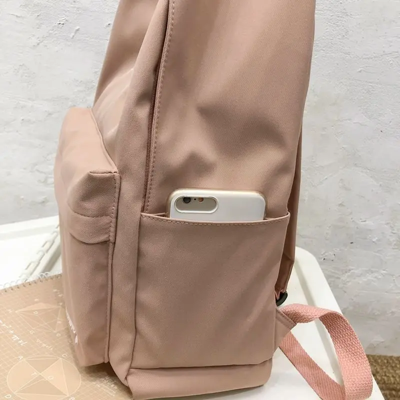 Bolsa de escola alta para meninas adolescentes, Mulheres impressão rosa Bookbags, Mochila de estudante médio, Flores fofas, Nylon Bagpack