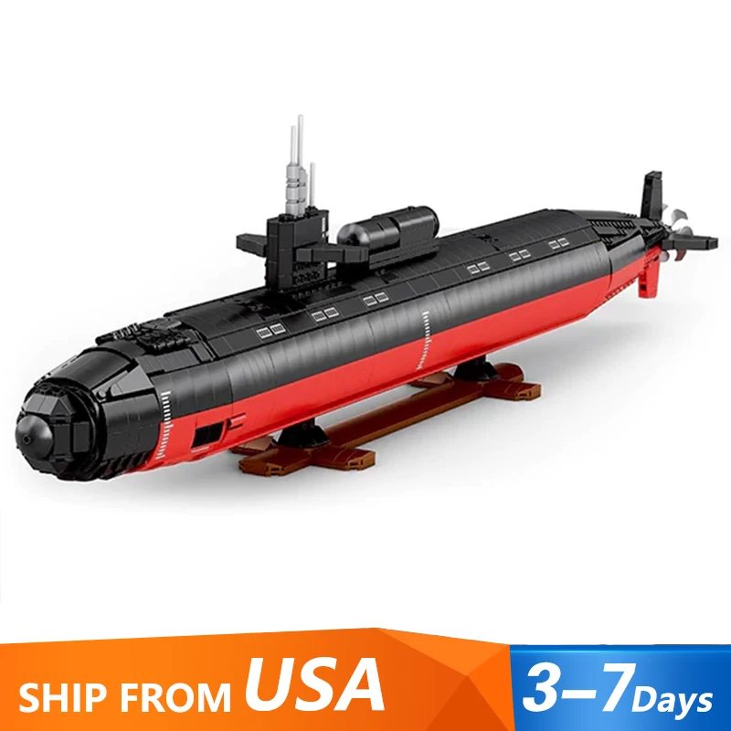 Military Los Angeles-class SSN 1:125 Submarine Building Blocks Gift MOC 33049 Model  Kits to Build Blocks for Adults 2988 PCS