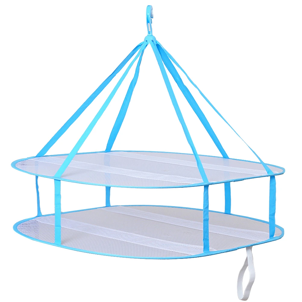 

2 Tier Collapsible Drying Basket Foldable Mesh Laundry Net for Clothes Sweaters Indoor Outdoor Quick Dry Breathable