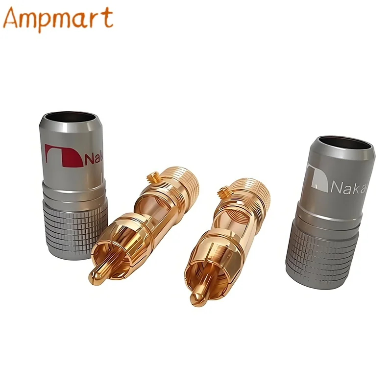High End Pure Copper Gold Plated Solderless RCA Plug Audio Signal Connector For HIFI Amplifier Cable Wiring
