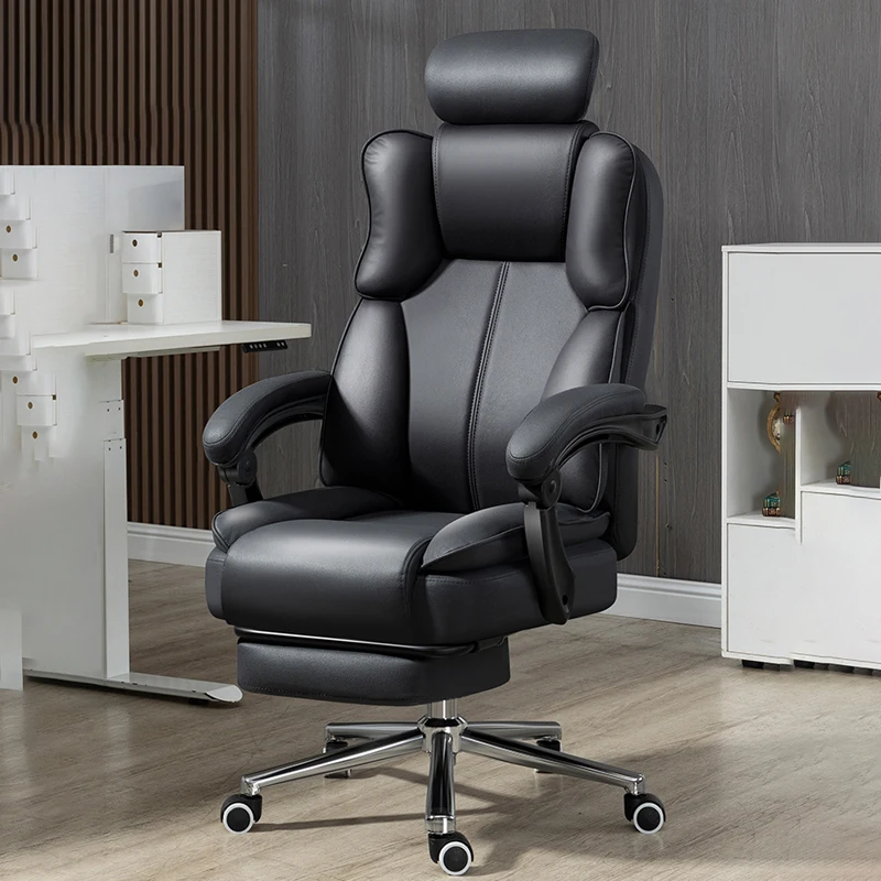 Nordic Luxury Leather Swivel Computer Chair Living Room Comfortable Lounge Chair Ergonomic Office Armchair High-End Furniture