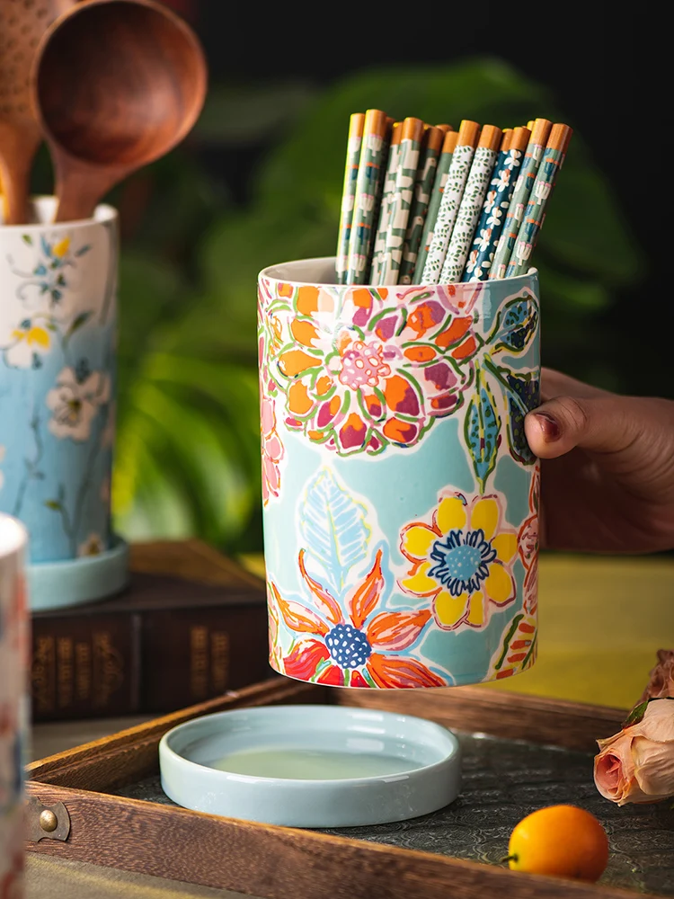 large-capacity-ceramic-calligraphy-brush-holder-desktop-storage-bucket-chopsticks-organizer-high-aesthetic-value-bookshelf