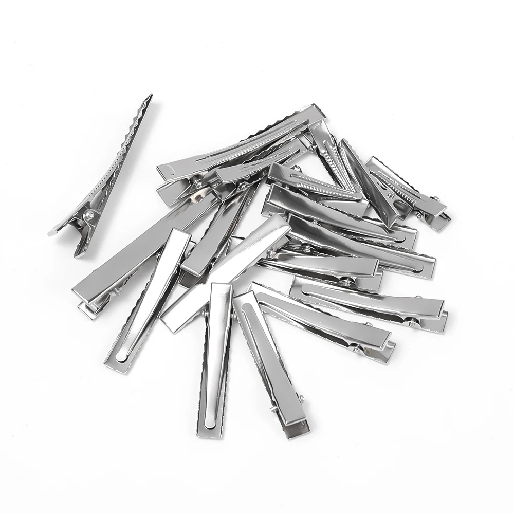 Silver Metal Hair Alligator Clips para Mulheres, Jóias DIY, Grampos de Cabelo, Presilhas, Ornamento, Ferramentas para Cabelo, Acessórios, 10 Pcs, 20 Pcs, 50Pcs