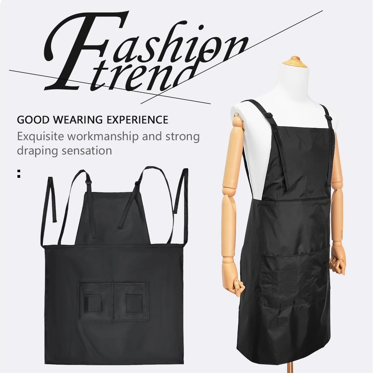 

Chef Apron Men Halter Neck Navy White Striped Apron Women Kitchen Cooking Catering Stain Resistant Clothes Accessories