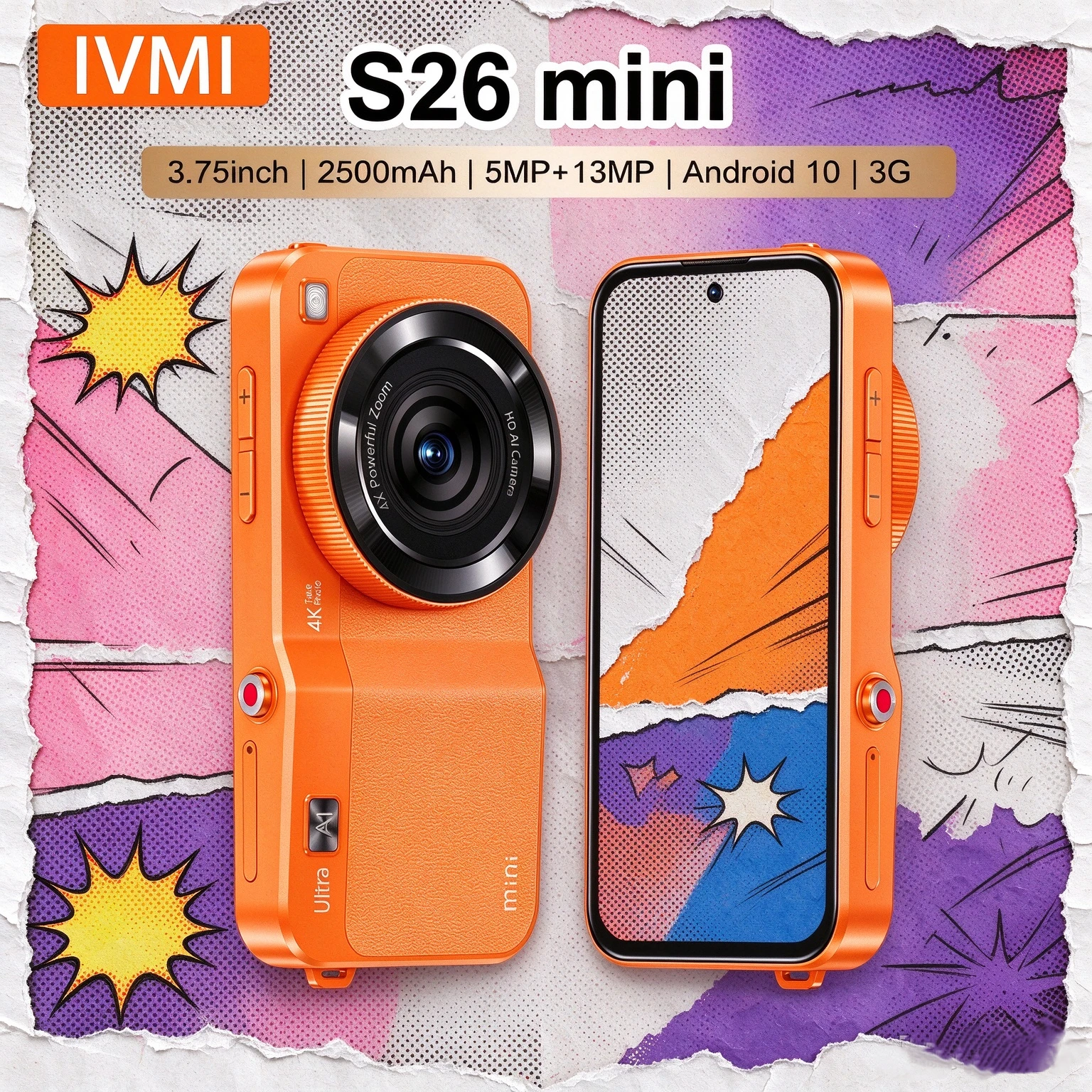 IVMI S 26 mini toy smartphone 5MP+13MP Android 2GB+16GB camera Bluetooth Wi-Fi Google gifts for students and children