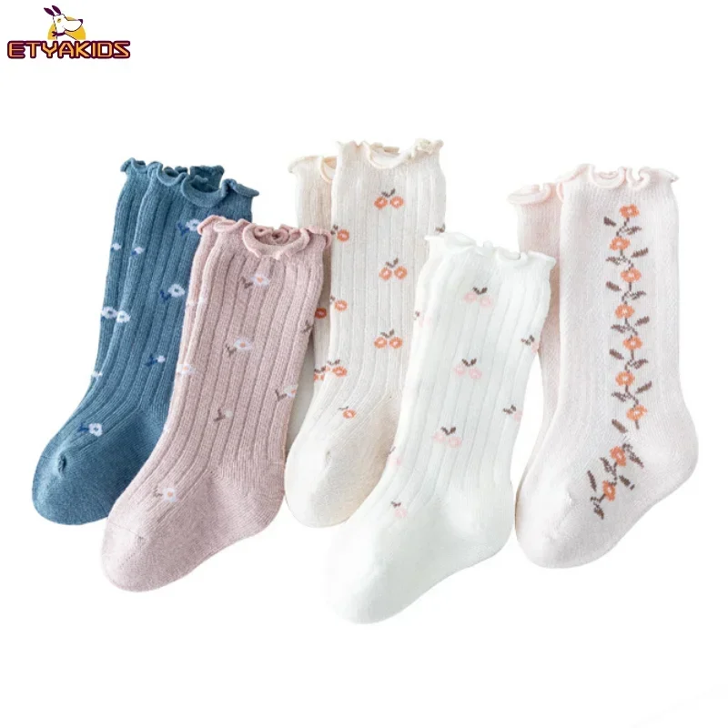 Baby Toddler High Knee Socks Autumn Elasticity Socklet Infant Kids Ribbed Over-The-Calf Gils Mid-Calf Crew 0-5 Years