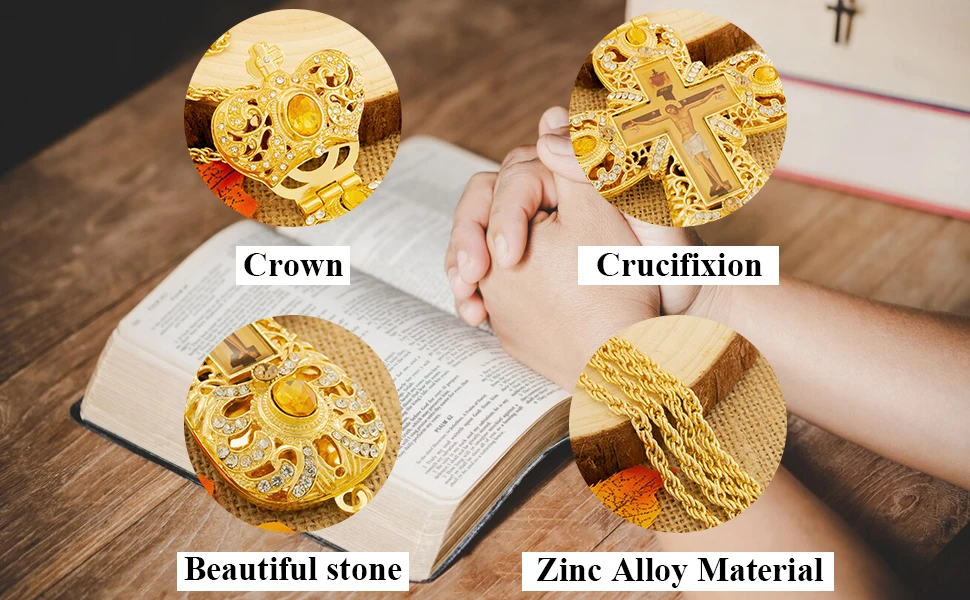 HTISOK Orthodoxes Kreuz Anhänger Orthodoxe Kreuz Halskette Religiöses Jesus Kruzifix Geschenk für Priester Kirche Hochzeit Beerdigung – Detail 1