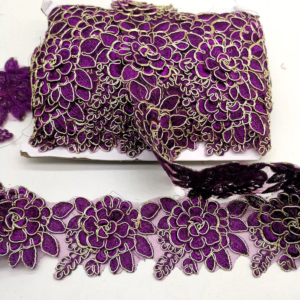 Fancy Flower Lace 3D Embroidered Flower Double Layers Motif Flower Diy Lace Trims Sewing Braid Ribbon 6.5cm