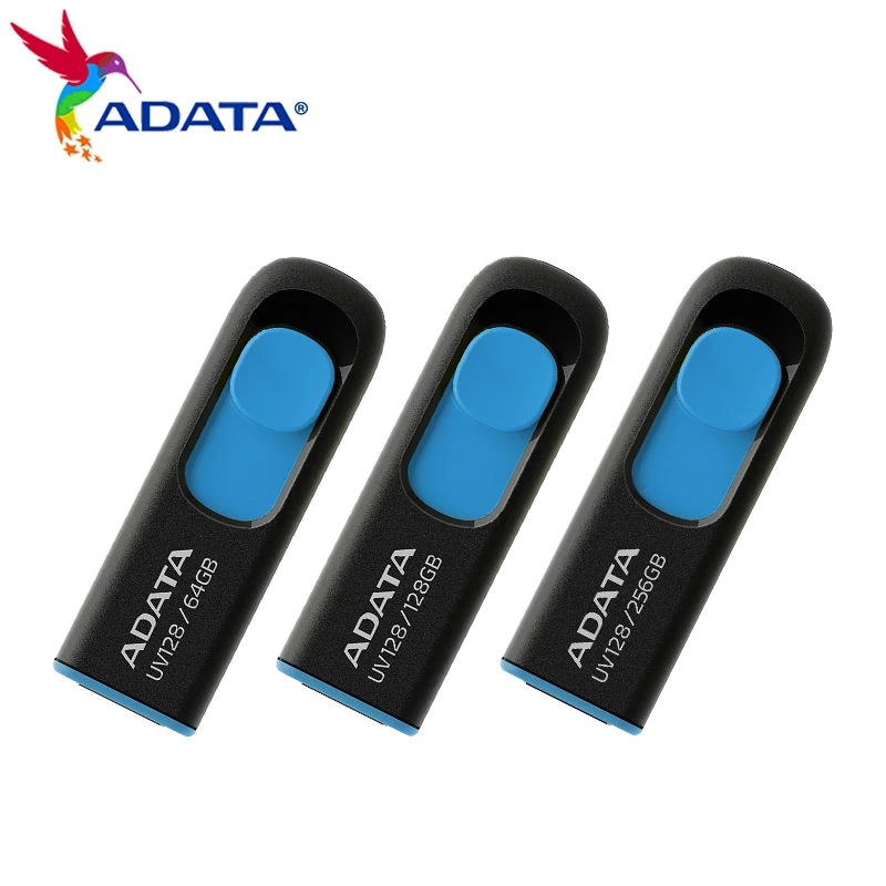 ADATA UV128 USB Flash Drive 32GB 64GB 128GB 256GB High Speed Memory Stick 100% Original Pen Drive Black USB3.2 Memoria USB Drive