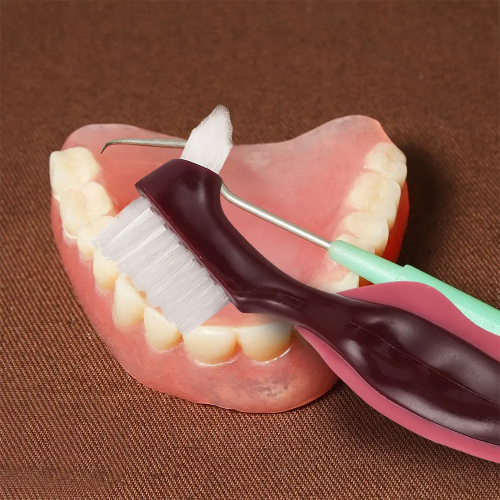 4 Pcs Denture Cleaning Brush Dentures Care Dental Retainer Repair Braces Nylon Toothbrush Cleaner Elder Double Sided Teethbrush