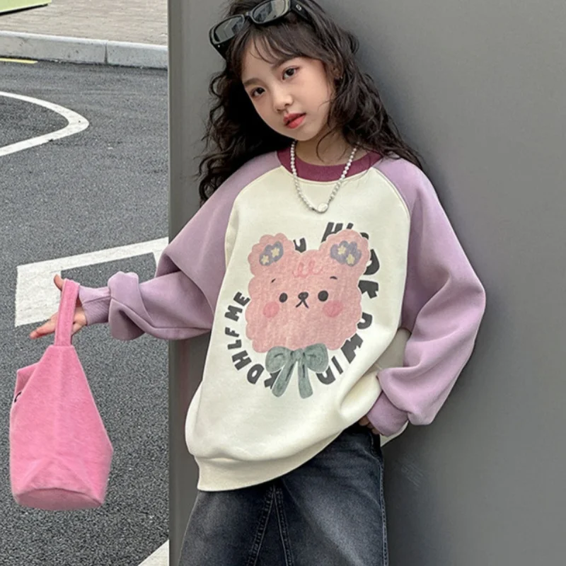 

Girls Hoodies Sweatshirts Cotton Tops Overcoat 2023 Fleece Spring Autumn Outwear Kids Sport School Children's Clothing