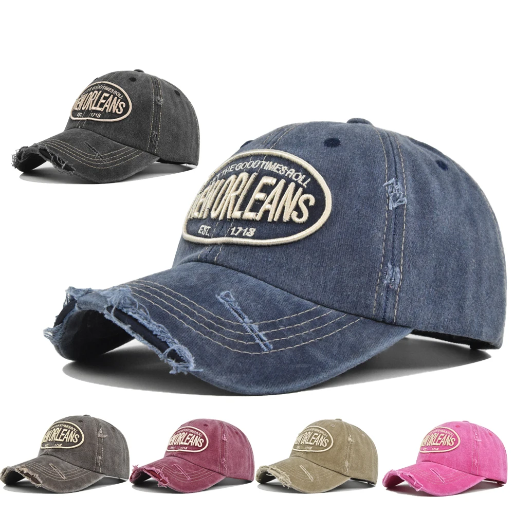 

New Trend Unisex Washed Cotton Baseball Cap LetterEmbroidered Vintage Snapback Hat Men AndWomen Streetwear Outdoor Sports Hats