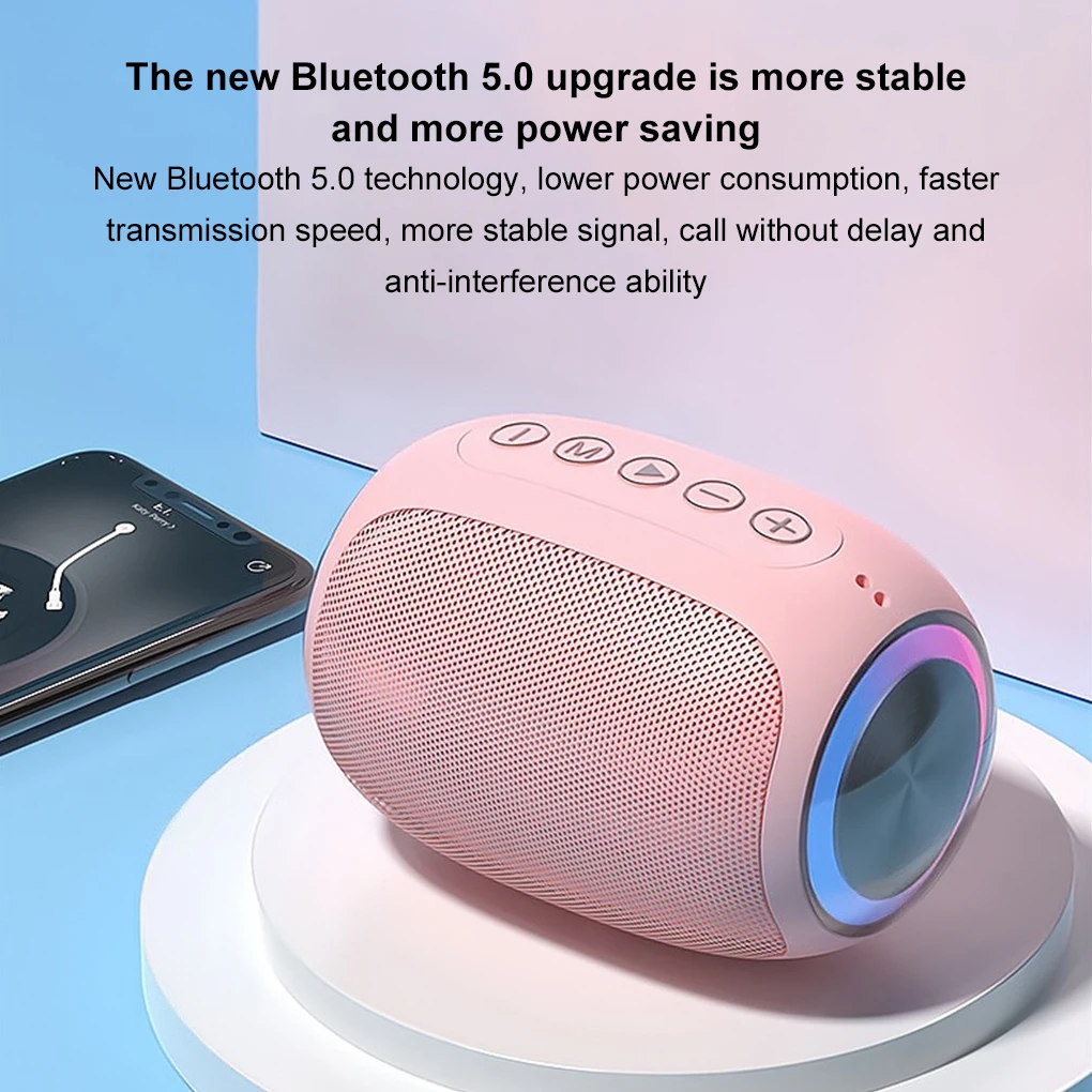 سمّاعات بلوتوث 360 °   مكبر صوت لاسلكي محمول بصوت ستيريو مع وضع راديو يدعم تشغيل بطاقة TF