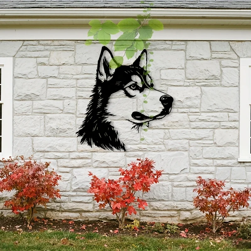 

Прочное винтажное металлическое настенное украшение в виде хаски для любителей животных, для декора дома внутри и снаружи помещений