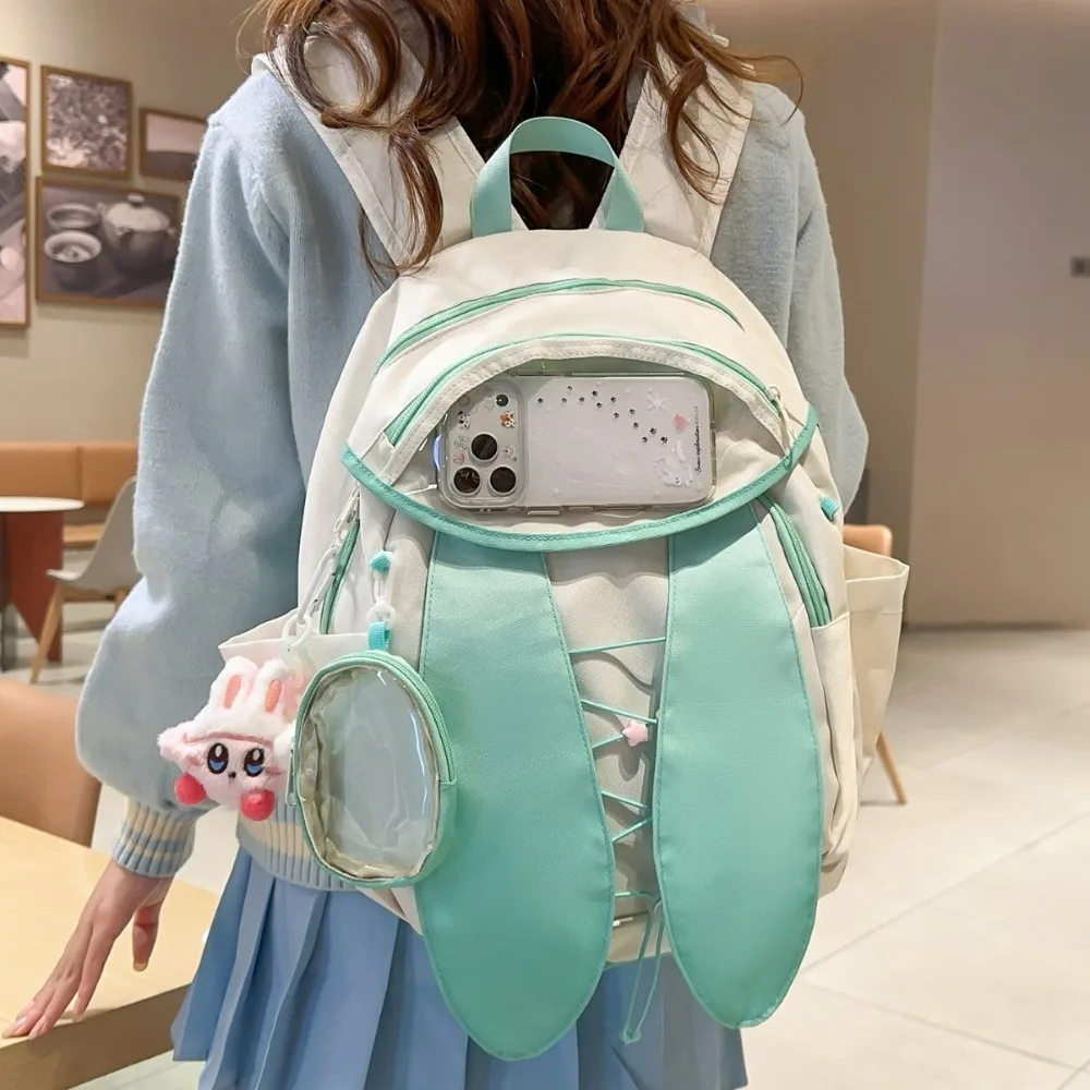 

New Cute Rabbit Junior High School Student Schoolbag High Value Backpack Multi-function Advanced Simple Attractive Fashion