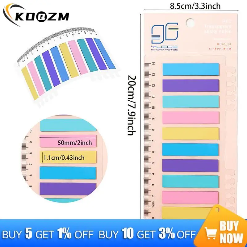 200/300Sheets Index Tab With Ruler Waterproof File Tabs Flag Colorful Sticky Notes For Reading Notes Book School Office Supplies