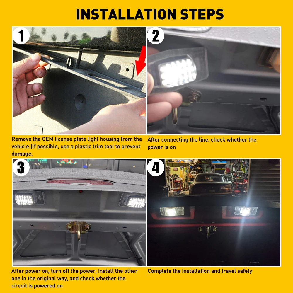 2Pcs LED License Plate Number Light 6000K White 900LM 18LED For Ford Escape 2001-2007 For Mazda Miata MX-5 Protege 1999-2005