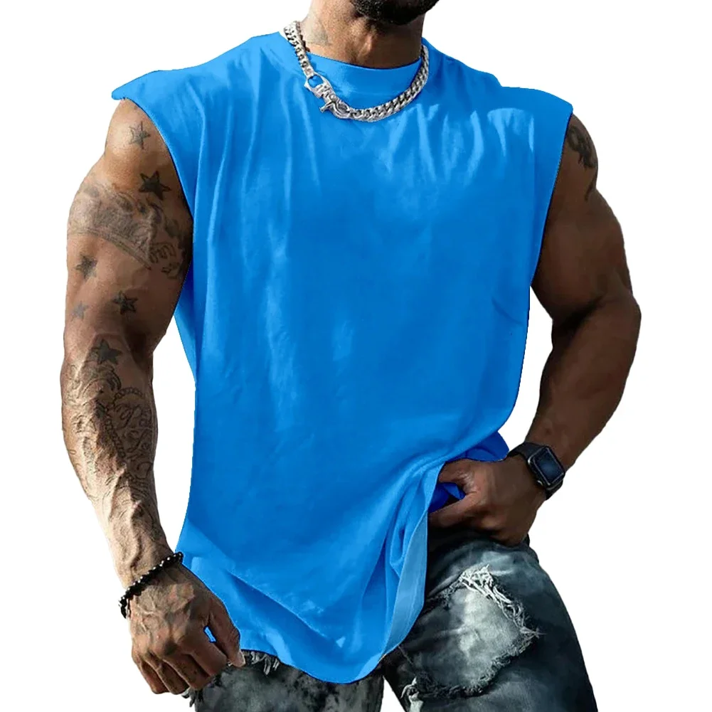 For Men Undershirt Vest Bodybuilding Crew Neck Fitness Loose Muscle Solid Tank Tops New Comfy Fashion Hot Stylish