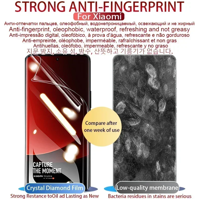 4PCS Hydrogel Film for Xiaomi Mi 13Ultra 12 11 10 12X 12S 14 Ultra 13T 12T 11T Pro Full Cover Screen Protector Note 11i Lite 5G
